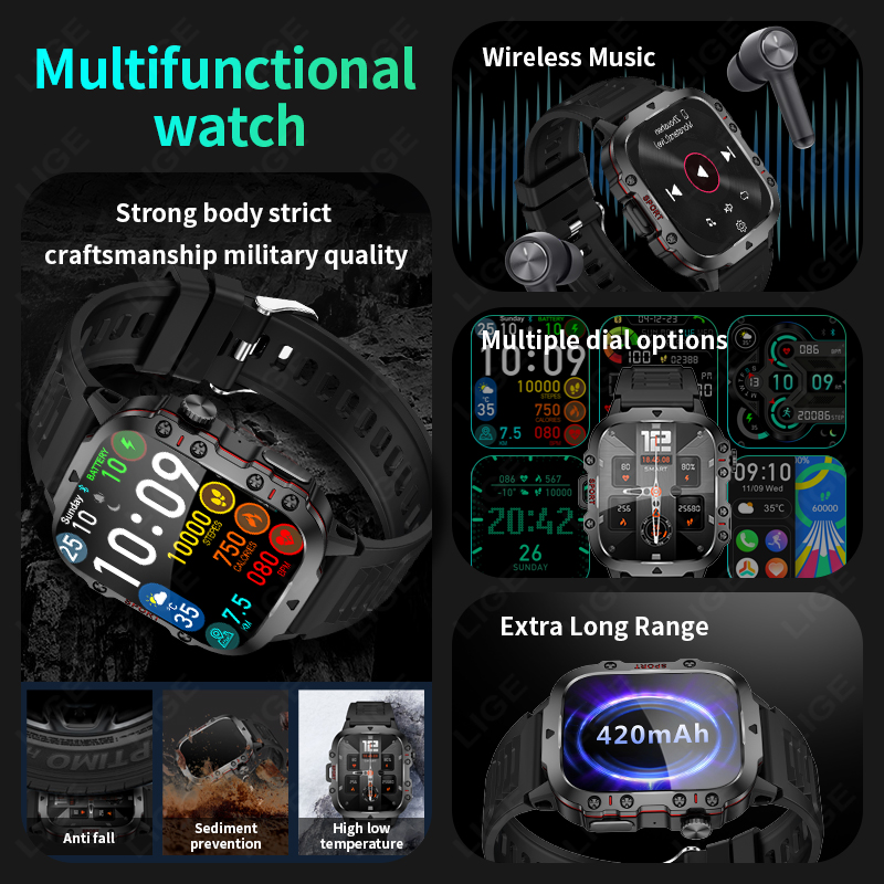 LIGE Outdoor Smart Watch Men 2 - đánh giá và giá Smartwatch Faces